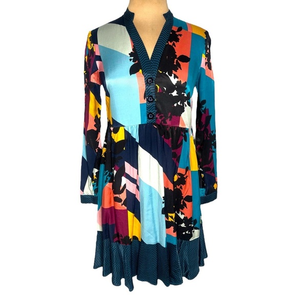 Maeve Anthropologie multicolor abstract print dress size XS Gillian Shirt Dress - Picture 4 of 11
